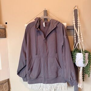 Alo Yoga Hoodie Womens Gray Full Zip Relaxed Fit Lined Sweatshirt Jacket Size M